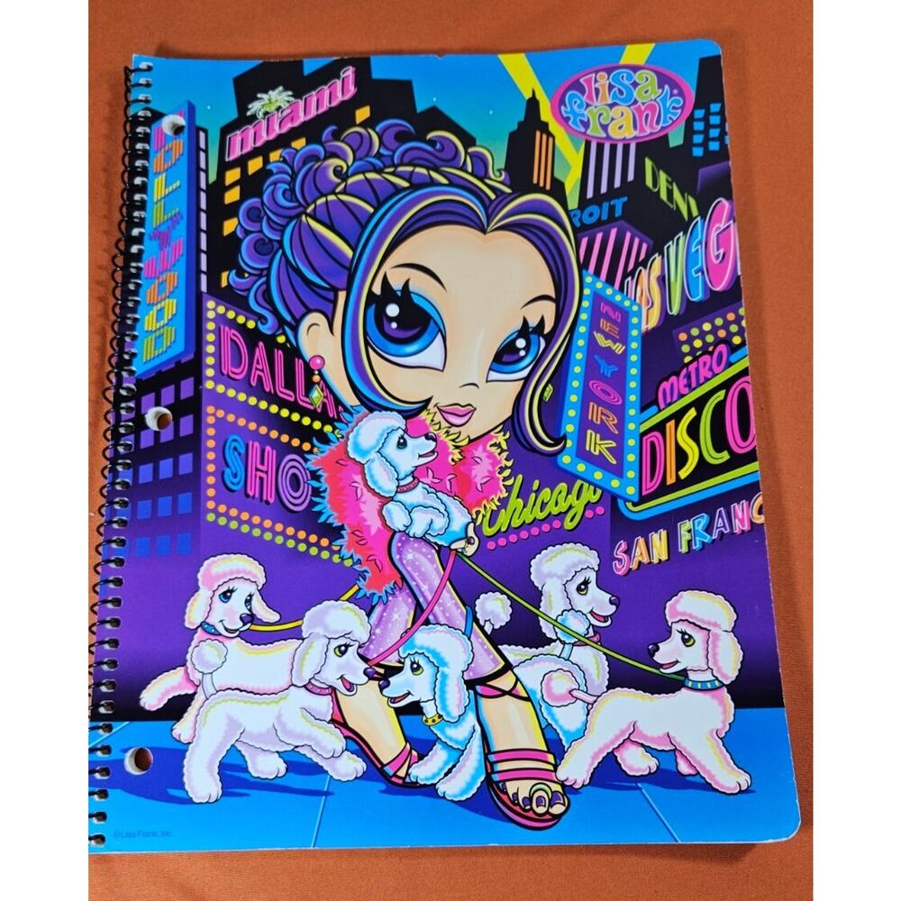 Lisa Frank Glamour Girl Spirial Notebook poodle disco